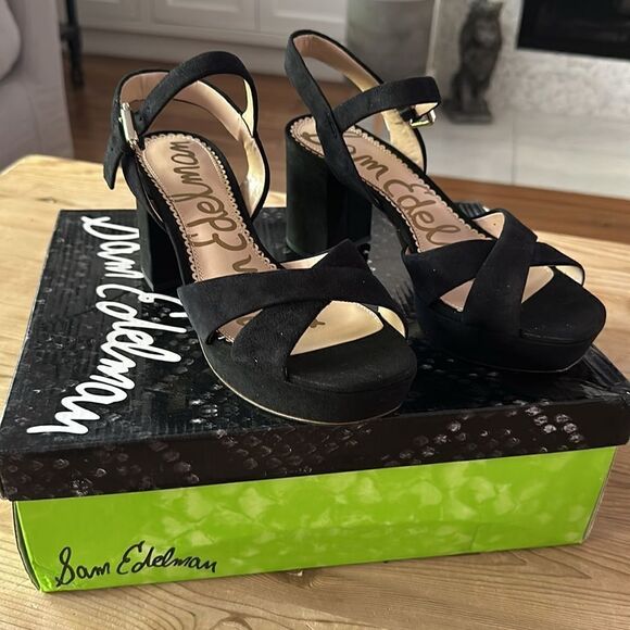 Sam Edelman Women's Jolene Heeled Sandal Black Suede SZ US 6M/ EU 36 NEW in Box - Picture 6 of 12
